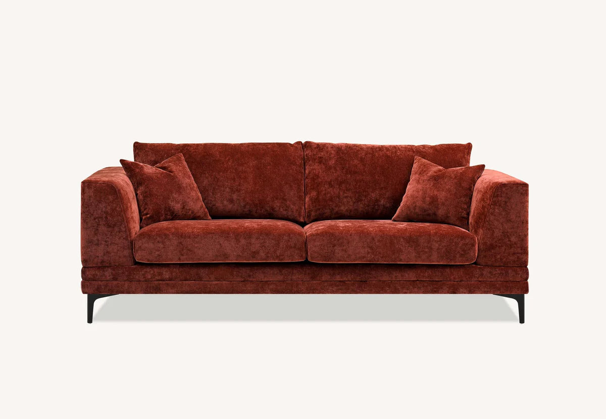 Lenox 3 Seater Sofa in Steel Velvet