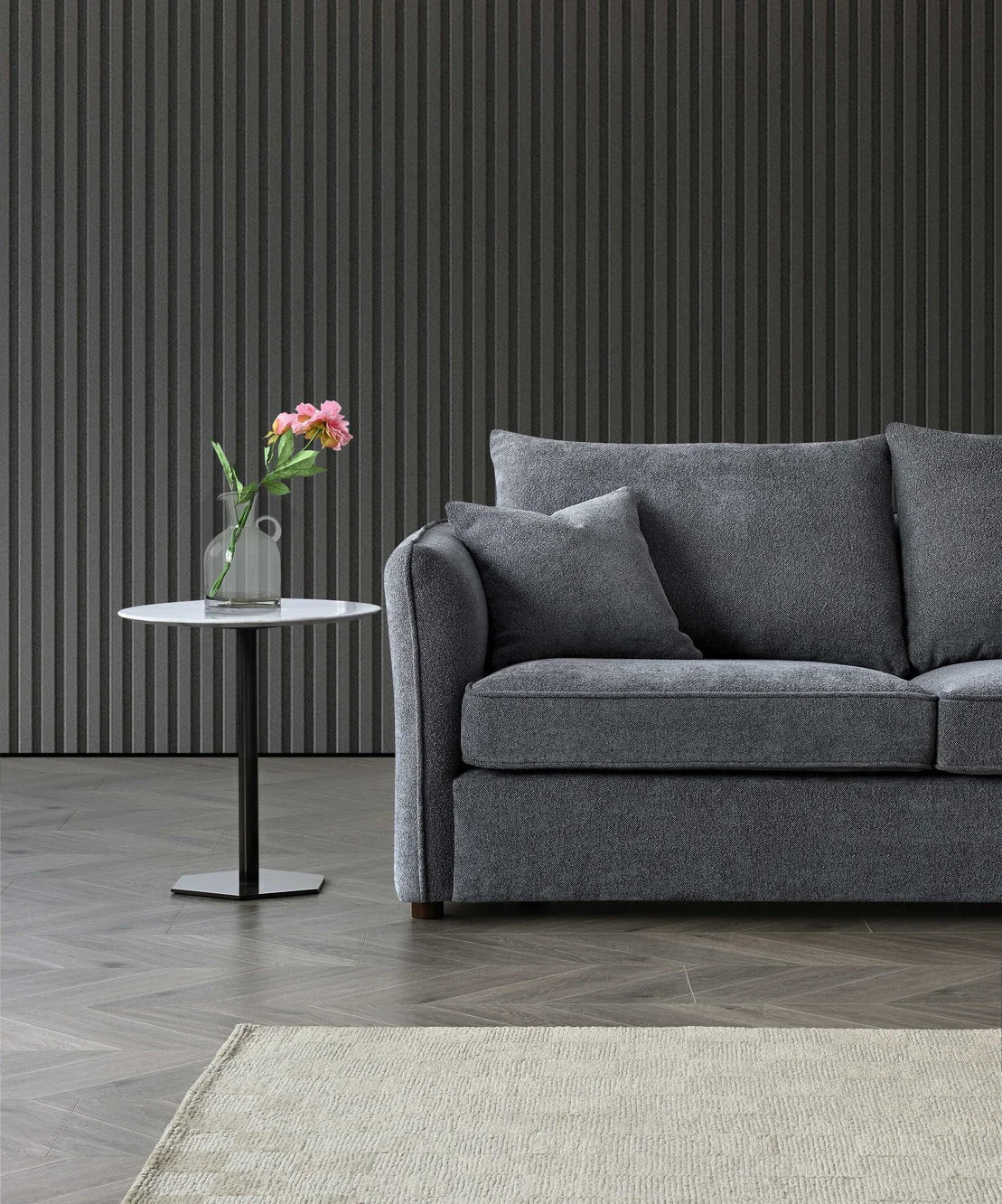 Rubin Right Corner Sofa in Charcoal Boucle