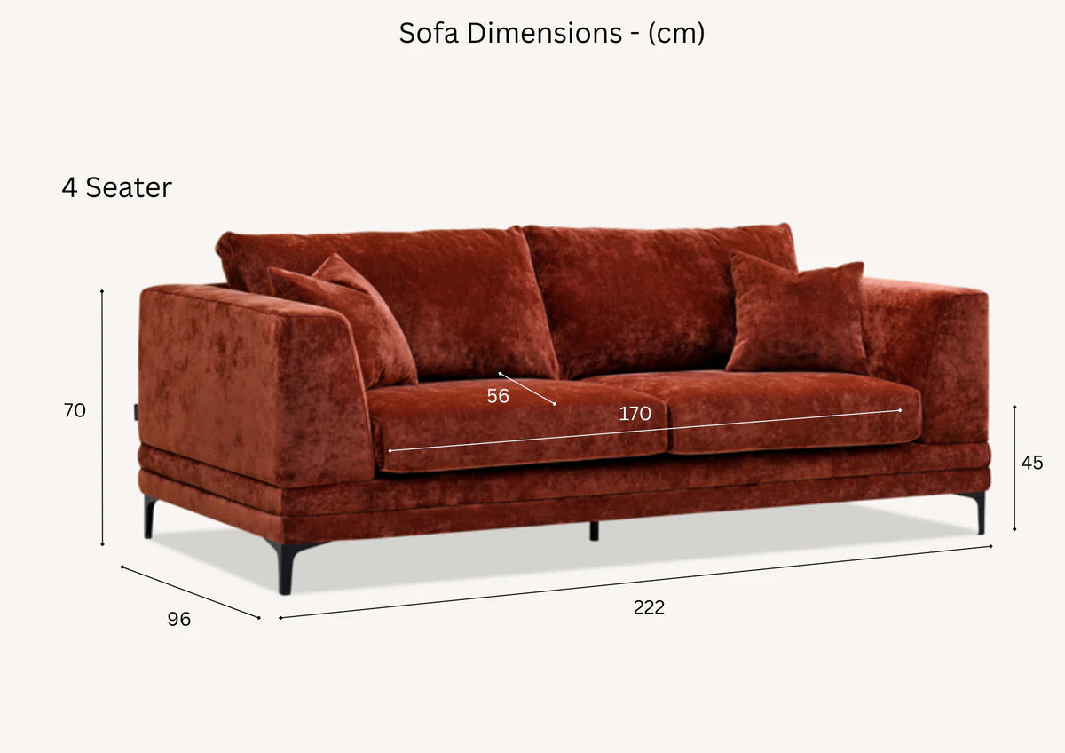 Lenox 3 Seater Sofa in Steel Velvet
