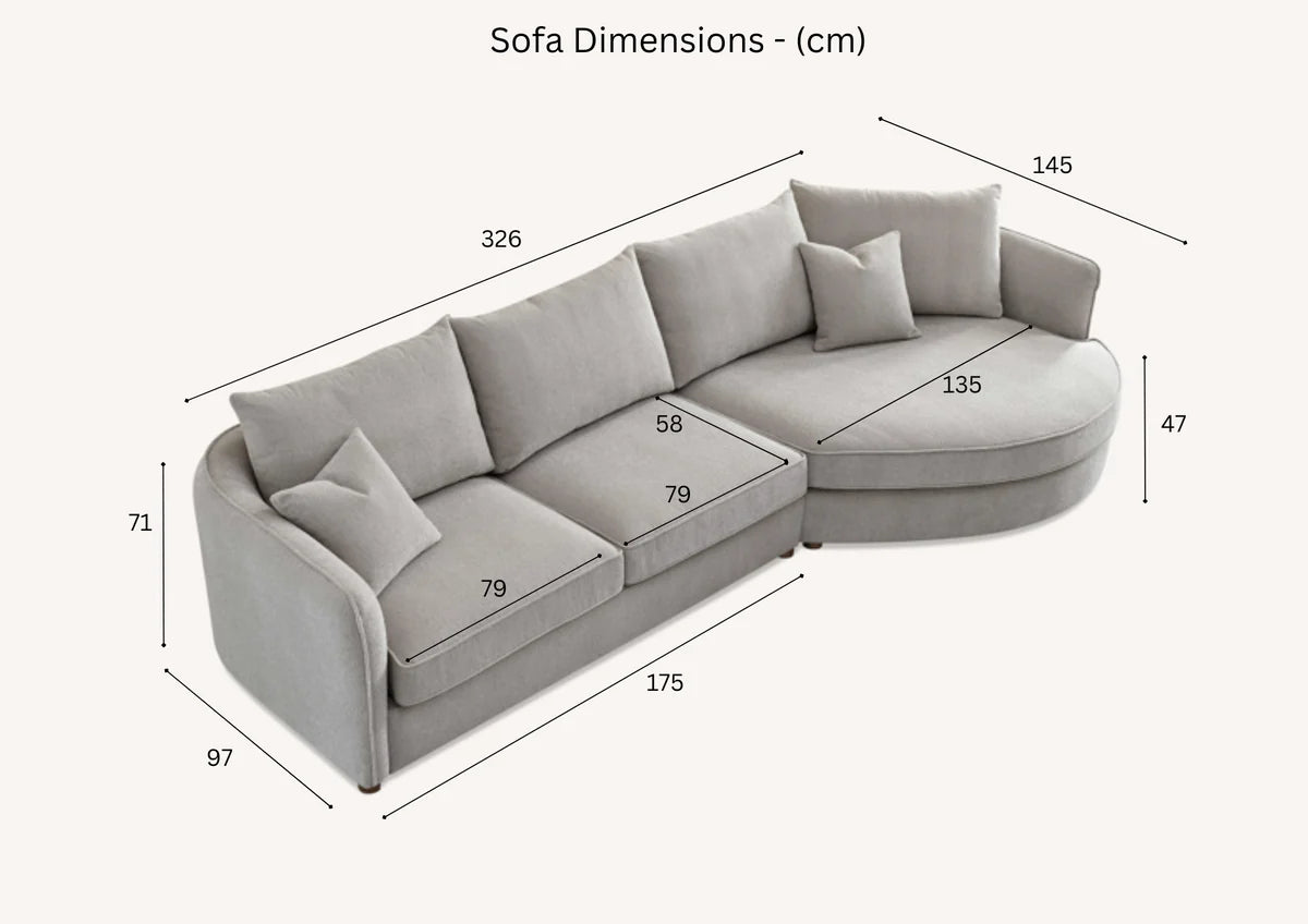 Rubin Right Corner Sofa in Charcoal Boucle
