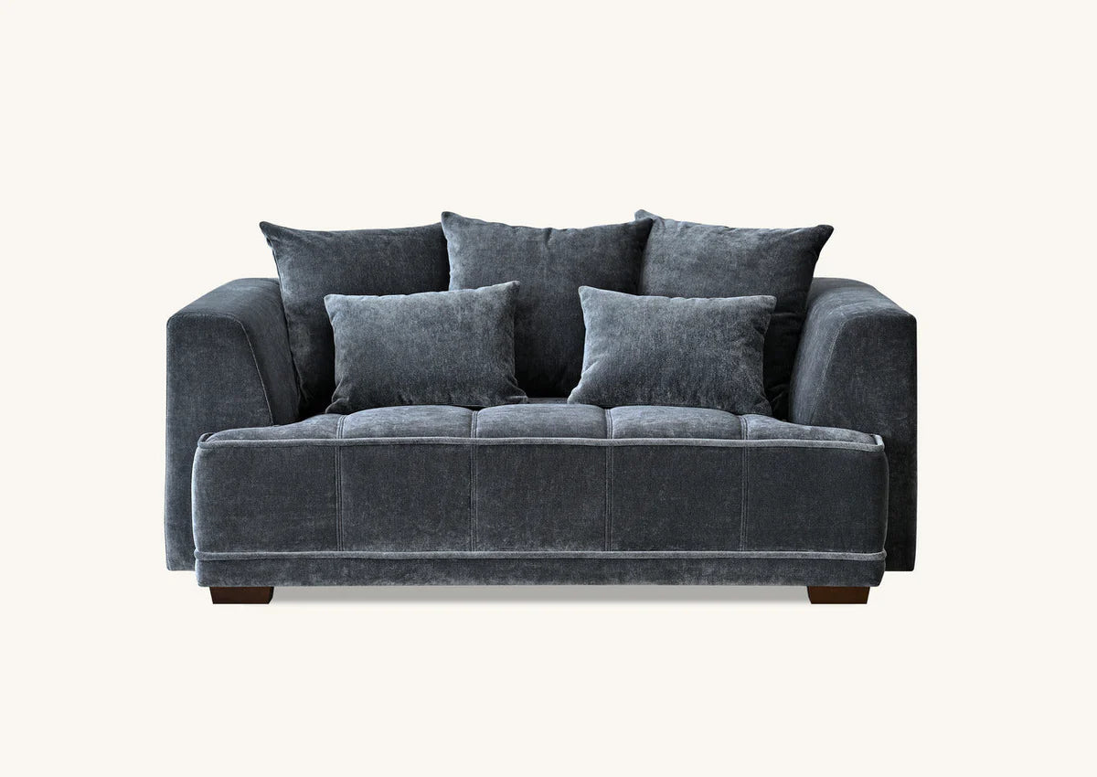 Gramercy 2 Seater Sofa in Steel Velvet