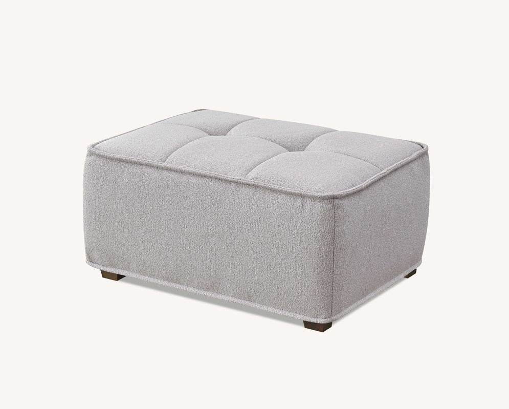 Murray Footstool in Putty Boucle Fabric