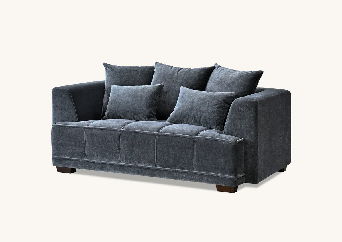Gramercy 2 Seater Sofa in Steel Velvet