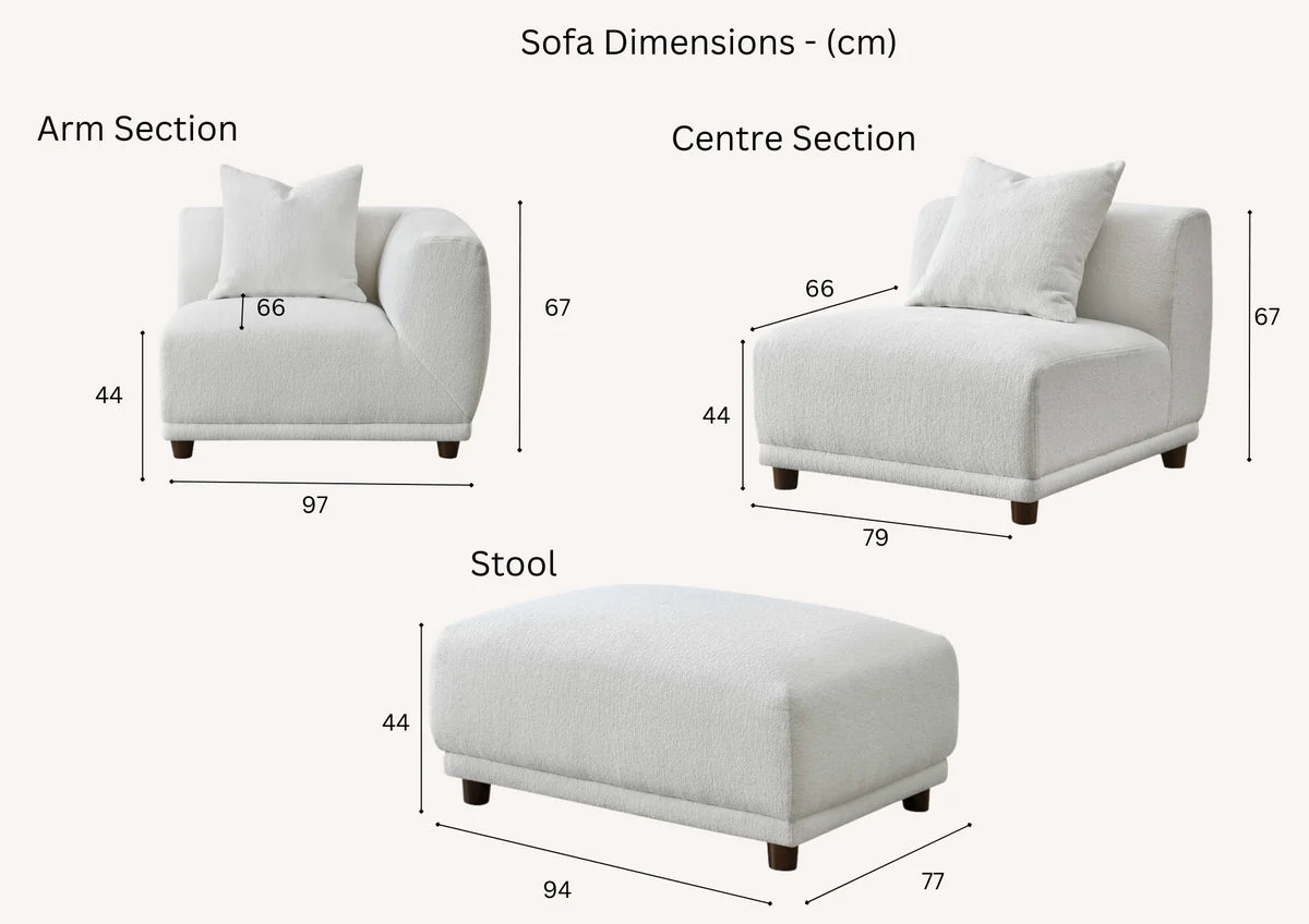Lottie Footstool in Polar Boucle
