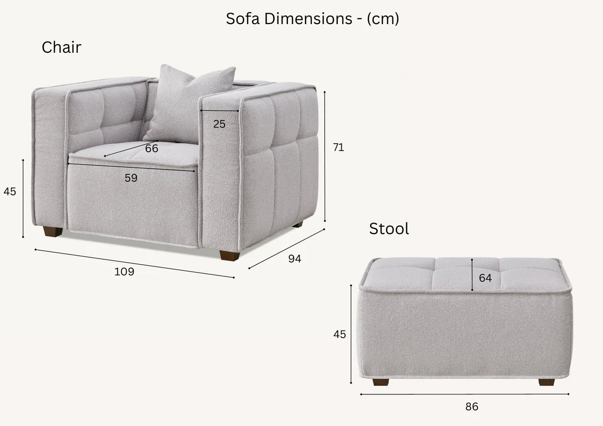 Murray Armchair in Putty Boucle Fabric