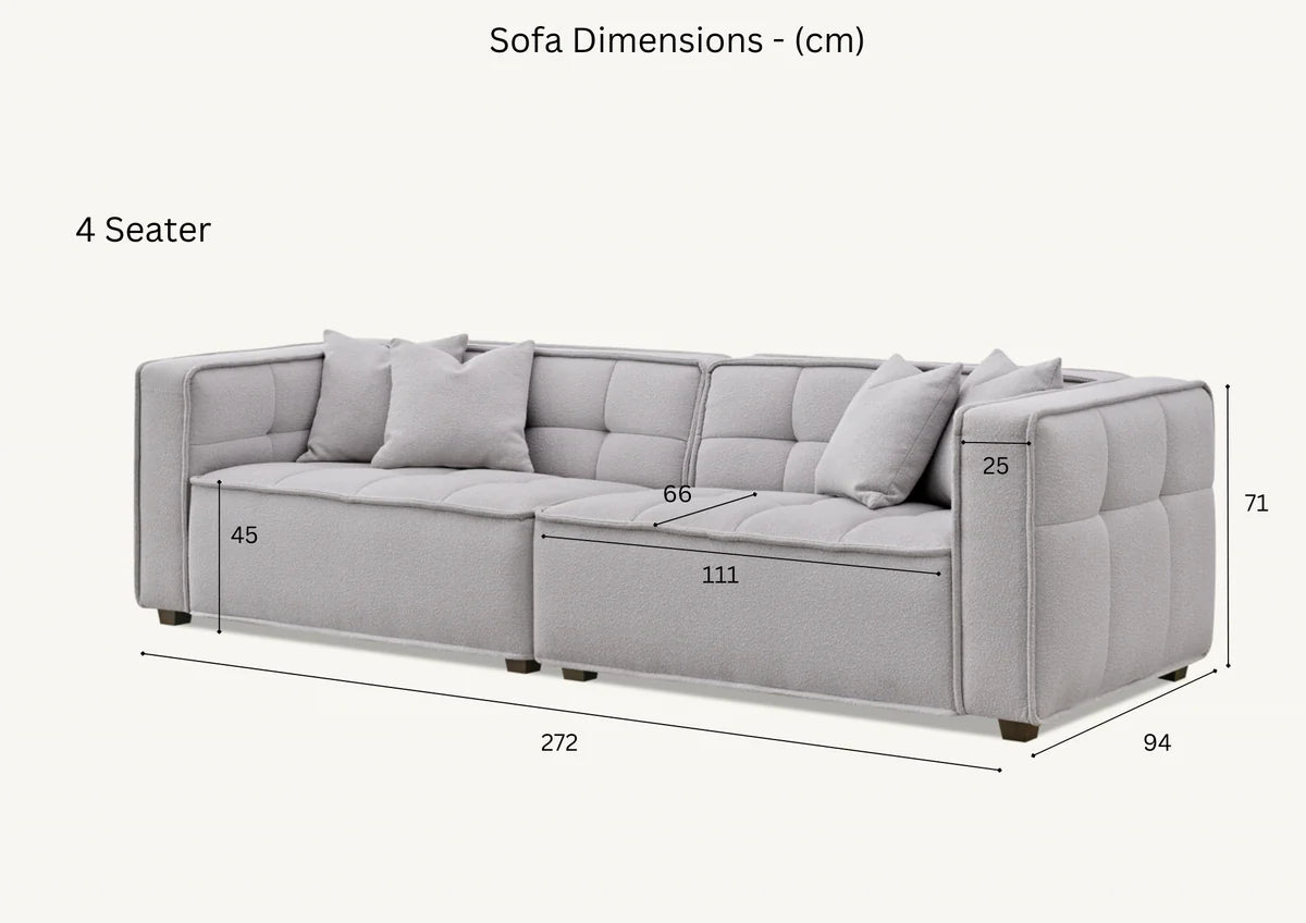 Murray 4 Seater Sofa in Putty Boucle Fabric