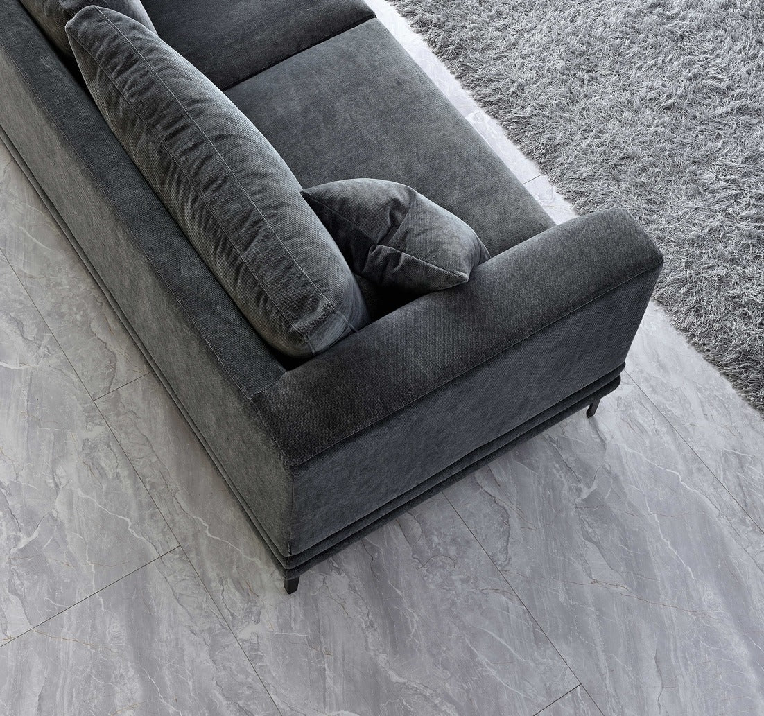 Lenox 3 Seater Sofa in Steel Velvet