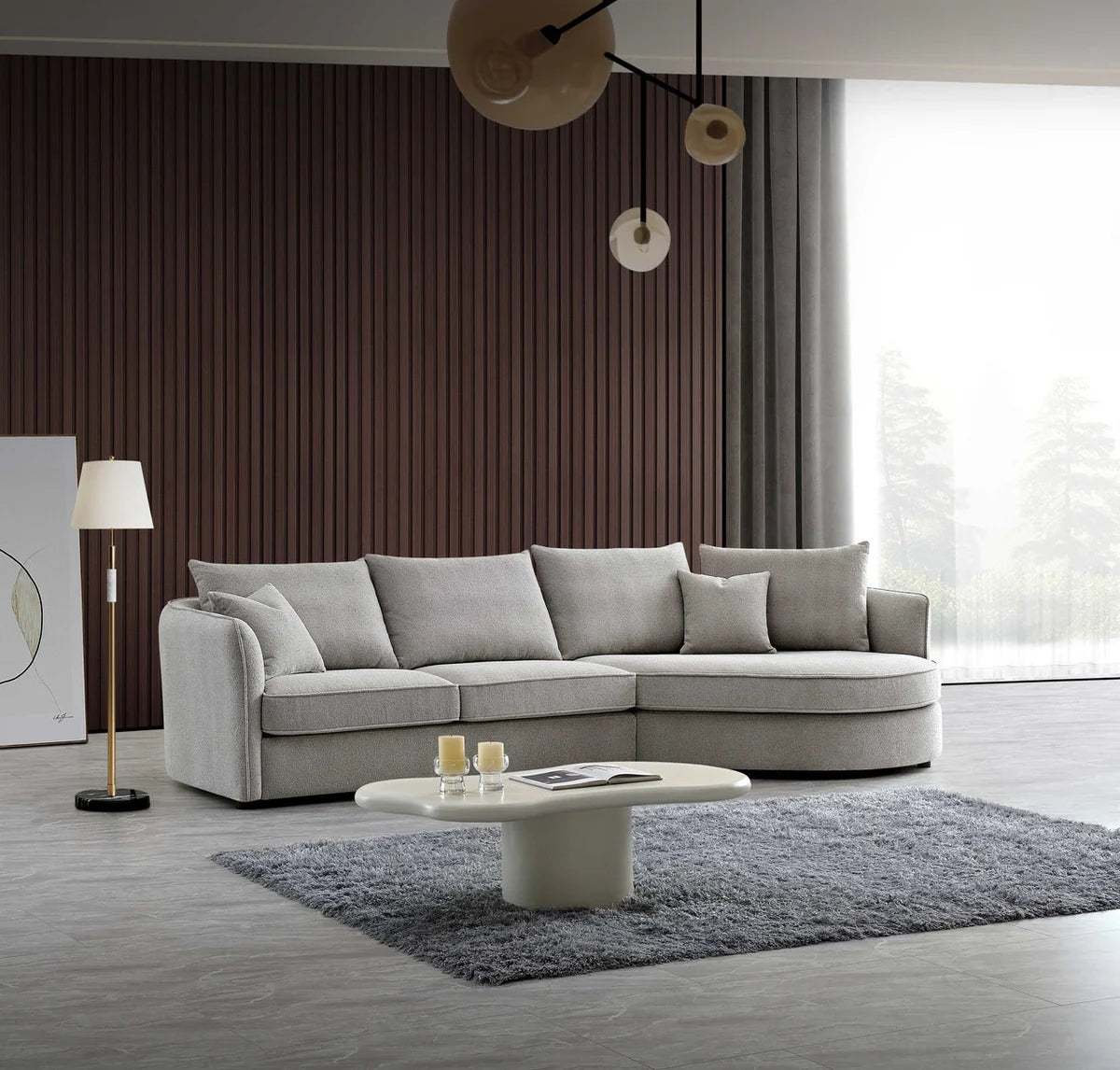 Rubin Right Corner Sofa in Charcoal Boucle