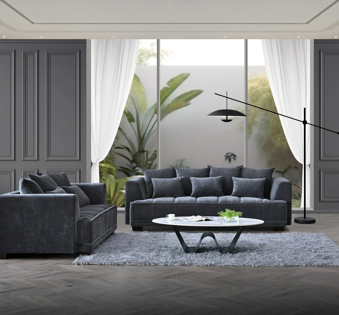 Gramercy 2 Seater Sofa in Steel Velvet
