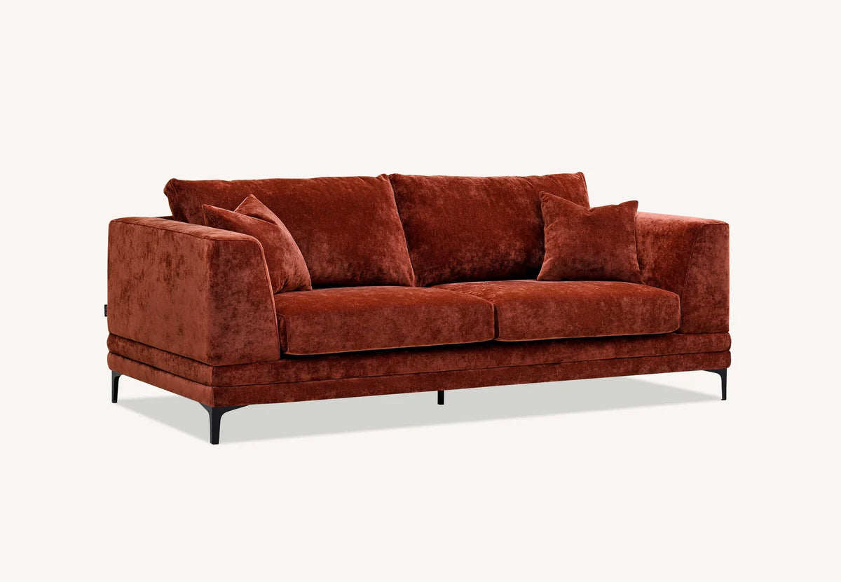 Lenox 3 Seater Sofa in Steel Velvet