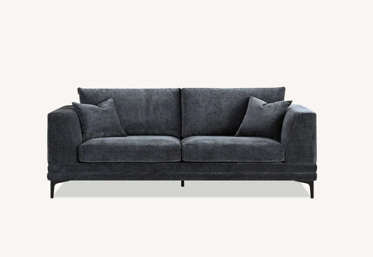 Lenox 3 Seater Sofa in Steel Velvet