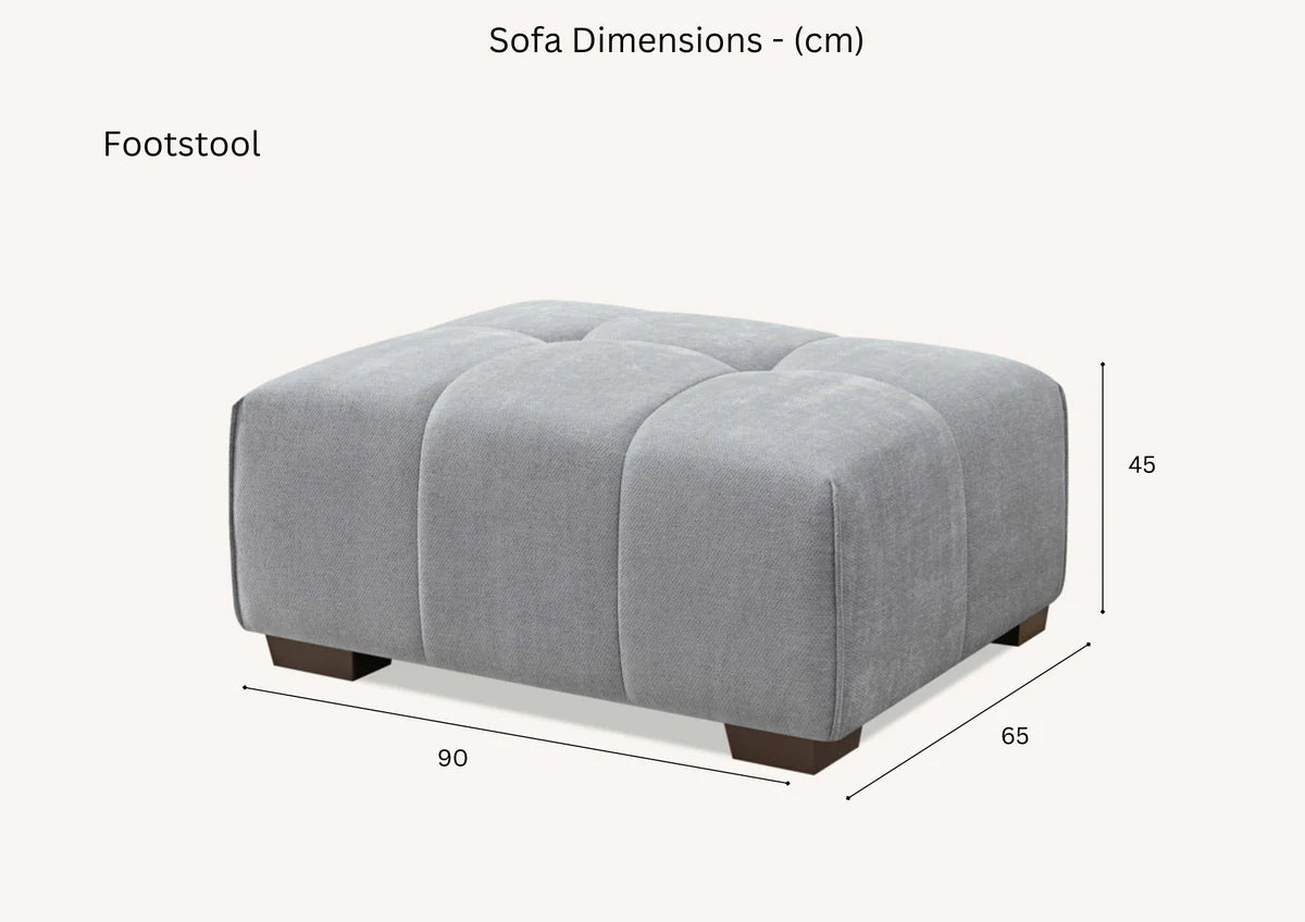 Leanord Footstool in Cloudy Grey Boucle