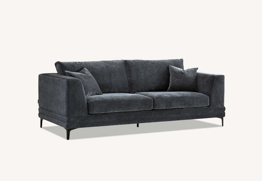 Lenox 3 Seater Sofa in Steel Velvet