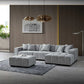 Leanord Footstool in Cloudy Grey Boucle